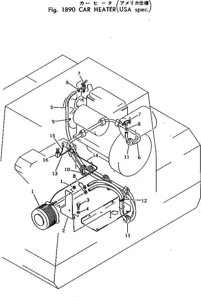 Схема запчастей Komatsu PC40-3 - ОБОГРЕВАТЕЛЬ. (США СПЕЦ-Я.) ОПЦИОННЫЕ КОМПОНЕНТЫ