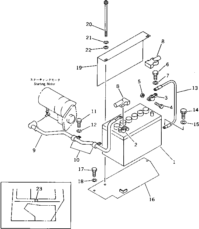 Схема запчастей Komatsu PC40-5 - АККУМУЛЯТОР (МОРОЗОУСТОЙЧИВ. СПЕЦИФИКАЦИЯ) (ДЛЯ НАВЕСА)(№8-9) КОМПОНЕНТЫ ДВИГАТЕЛЯ И ЭЛЕКТРИКА