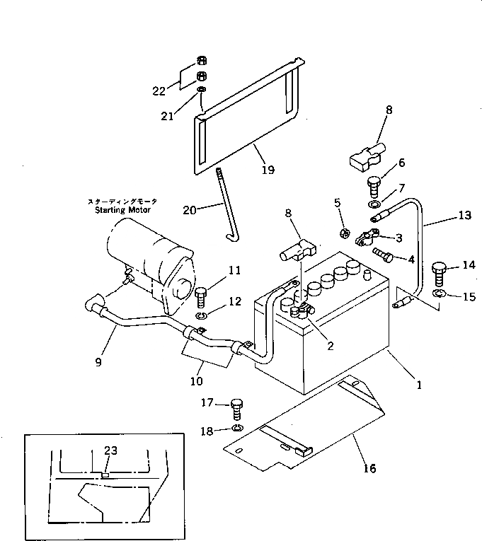 Схема запчастей Komatsu PC40-5 - АККУМУЛЯТОР (МОРОЗОУСТОЙЧИВ. СПЕЦИФИКАЦИЯ) (ДЛЯ КАБИНЫ)(№97-) КОМПОНЕНТЫ ДВИГАТЕЛЯ И ЭЛЕКТРИКА