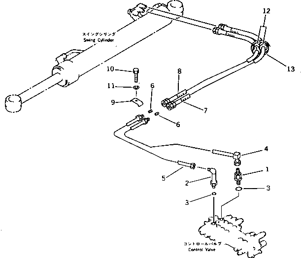Схема запчастей Komatsu PC40-5 - ГИДРОЛИНИЯ (ПОВОРОТН. ЛИНИЯ ЦИЛИНДРА) РАБОЧЕЕ ОБОРУДОВАНИЕ
