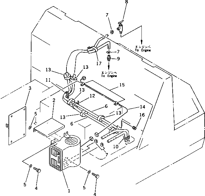 Схема запчастей Komatsu PC40-6 - ОБОГРЕВАТЕЛЬ. (ДЛЯ КАБИНЫ) ЧАСТИ КОРПУСА