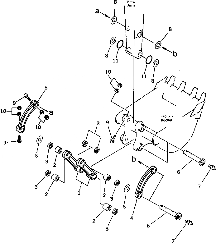 Схема запчастей Komatsu PC40-6 - СОЕДИНЕНИЕ КОВША РАБОЧЕЕ ОБОРУДОВАНИЕ