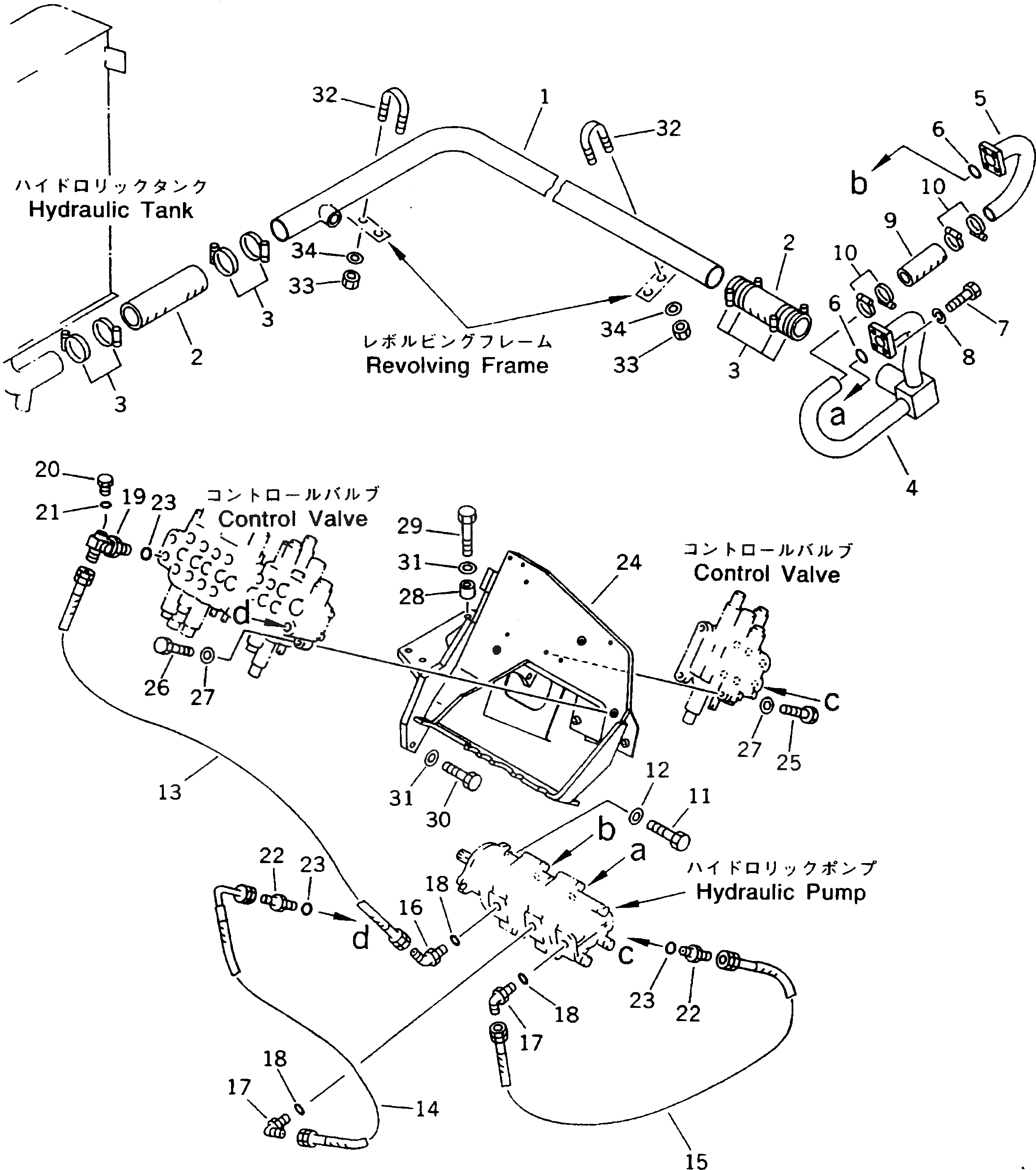 Схема запчастей Komatsu PC40-7 - ГИДРОЛИНИЯ (ВСАСЫВ. И ЛИНИЯ ПОДАЧИ) ГИДРАВЛИКА