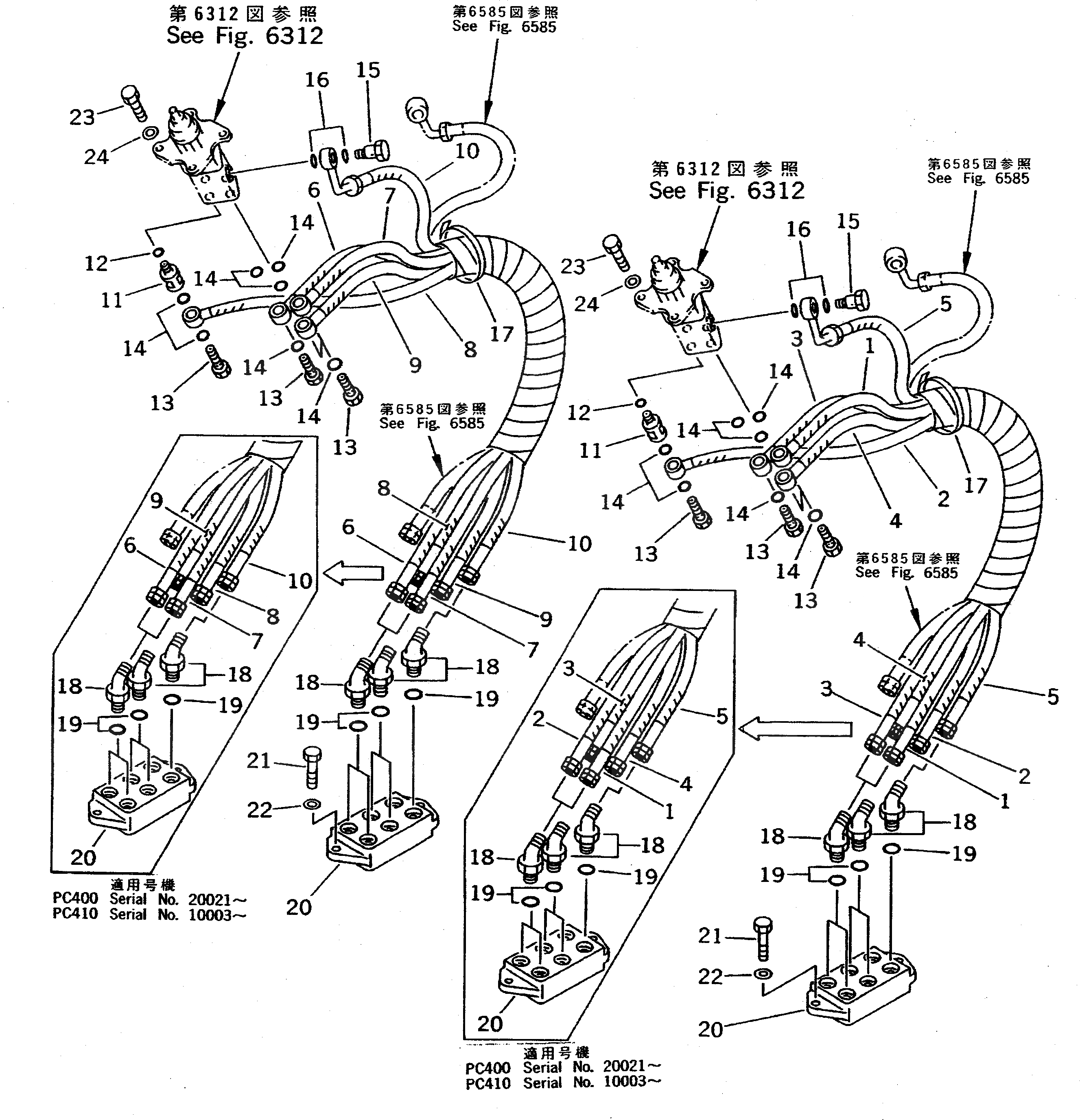 Схема запчастей Komatsu PC400 - P.P.C. КЛАПАН ТРУБЫ (КЛАПАН PPCTO/FROM БЛОК) (ДЛЯ WRIST УПРАВЛ-Е) УПРАВЛ-Е РАБОЧИМ ОБОРУДОВАНИЕМ