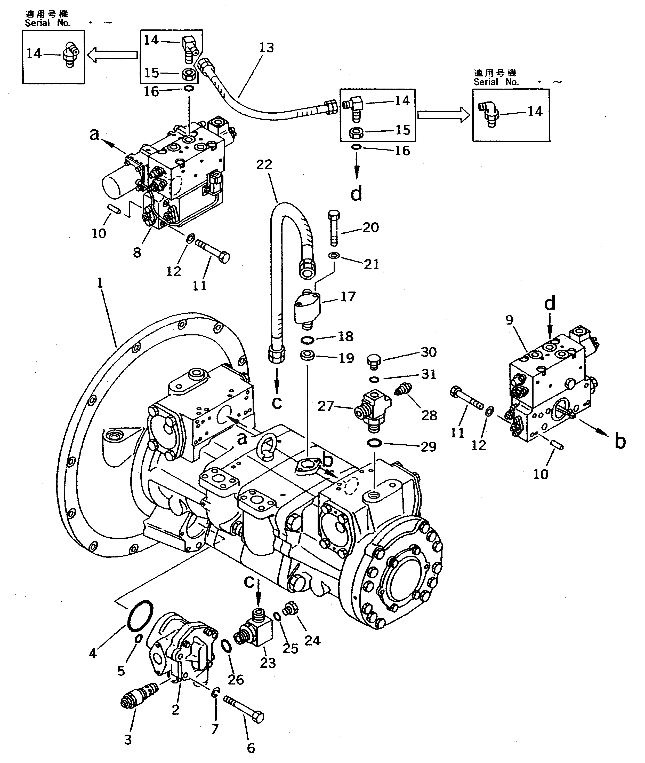 Схема запчастей Komatsu PC400-5 - ГИДР. НАСОС. (/) (БЛОК) УПРАВЛ-Е РАБОЧИМ ОБОРУДОВАНИЕМ