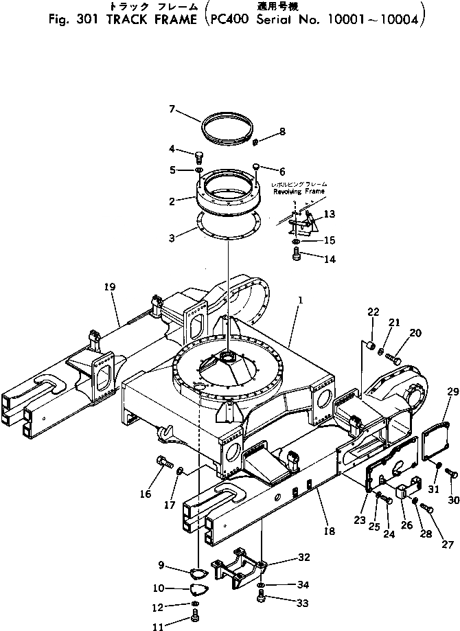 Схема запчастей Komatsu PC400-1 - ГУСЕНИЧНАЯ РАМА(№-) ХОДОВАЯ