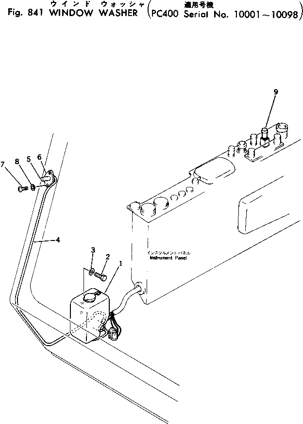 Схема запчастей Komatsu PC400-1 - ОМЫВАТЕЛЬ СТЕКЛА(№-98) ОПЦИОННЫЕ КОМПОНЕНТЫ