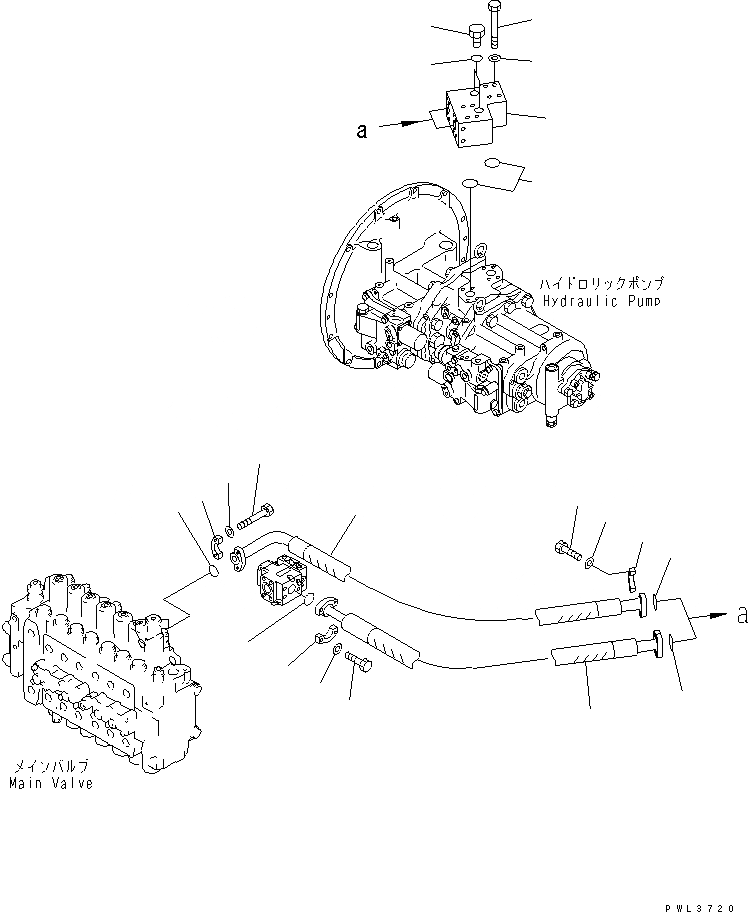 Схема запчастей Komatsu PC400-6C - ЛИНИЯ ПОДАЧИ (БЕЗ ПРОПУСКН. КЛАПАН)(№-) ГИДРАВЛИКА