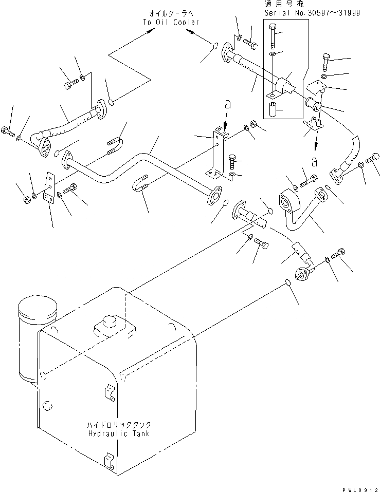 Схема запчастей Komatsu PC400-6C - МАСЛООХЛАДИТЕЛЬ ЛИНИИ(№9-) ГИДРАВЛИКА