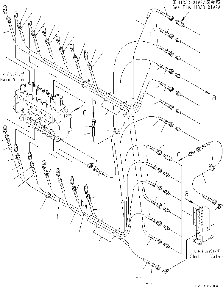 Схема запчастей Komatsu PC400-6C - ОСНОВН. ЛИНИЯ PPC (КЛАПАН ЛИНИИ PPC)(№-) ГИДРАВЛИКА
