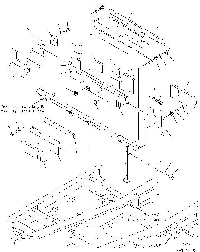 Схема запчастей Komatsu PC400-6C - ПЕРЕГОРОДКА. (КАБИНА) (ОТСЕК ДВИГАТЕЛЯ ПЕРЕДН.)(№9-) ЧАСТИ КОРПУСА