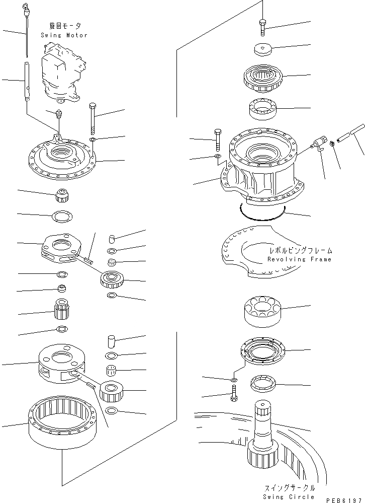 Схема запчастей Komatsu PC400-6C - МЕХАНИЗМ ПОВОРОТА(№9-8) ПОВОРОТН. КРУГ И КОМПОНЕНТЫ