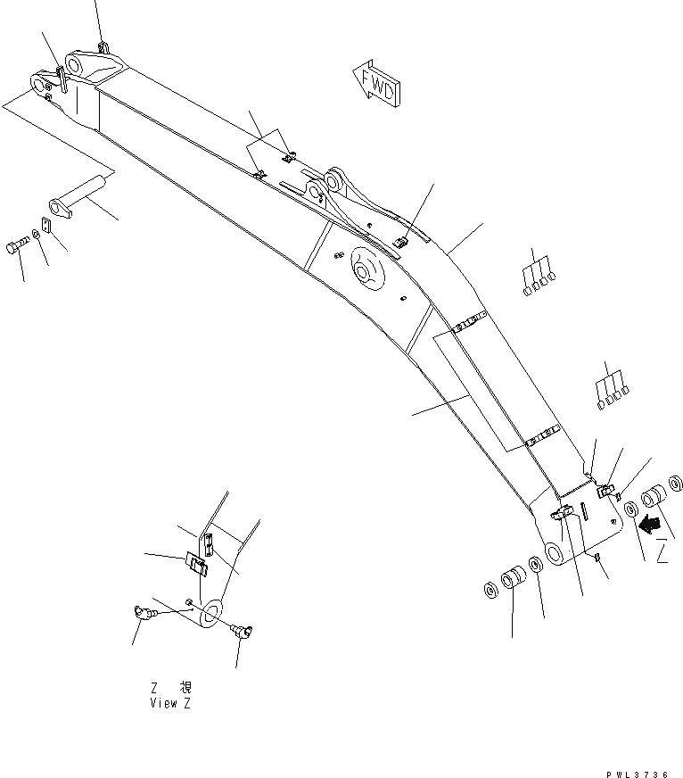 Схема запчастей Komatsu PC400-6C - СТРЕЛА (СТРЕЛА И ВЕРХН. ПАЛЕЦ)(№9-) РАБОЧЕЕ ОБОРУДОВАНИЕ