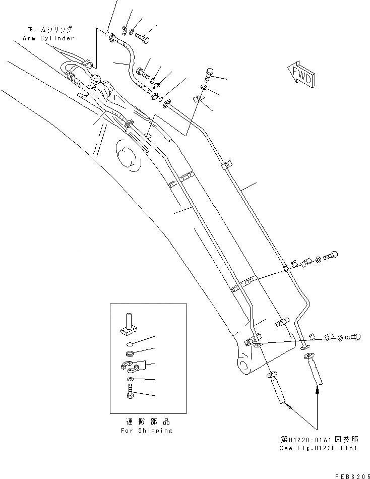 Схема запчастей Komatsu PC400-6C - СТРЕЛА (ЦИЛИНДР РУКОЯТИ)(№9-) РАБОЧЕЕ ОБОРУДОВАНИЕ