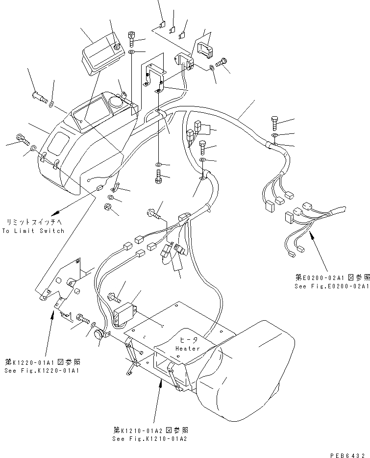 Схема запчастей Komatsu PC400-6Z - ОСНОВН. КОНСТРУКЦИЯ (ПРАВ. СТОЙКА) (ПАНЕЛЬ И ПРОВОДКА) (С ОБОГРЕВ-ЛЕМ)(№9-999) КАБИНА ОПЕРАТОРА И СИСТЕМА УПРАВЛЕНИЯ