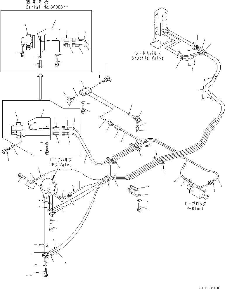 Схема запчастей Komatsu PC400-6Z - PPC ЛИНИЯ ХОДА (ПОГРУЗ.)(№-) КАБИНА ОПЕРАТОРА И СИСТЕМА УПРАВЛЕНИЯ
