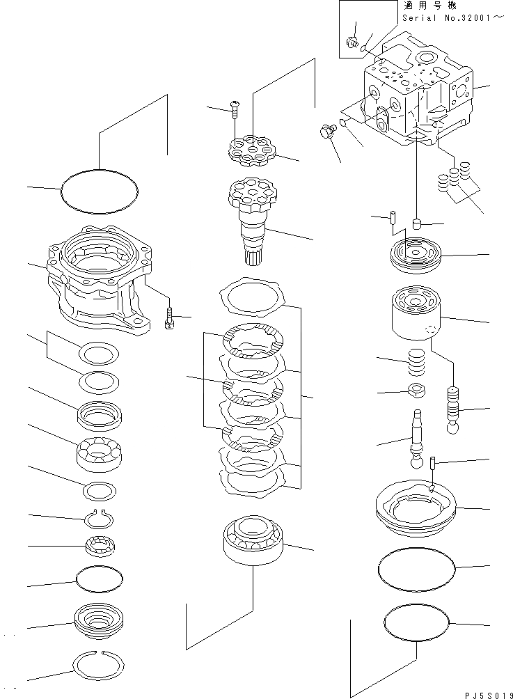 Схема запчастей Komatsu PC400-6Z - МОТОР ПОВОРОТА (/) ОСНОВН. КОМПОНЕНТЫ И РЕМКОМПЛЕКТЫ
