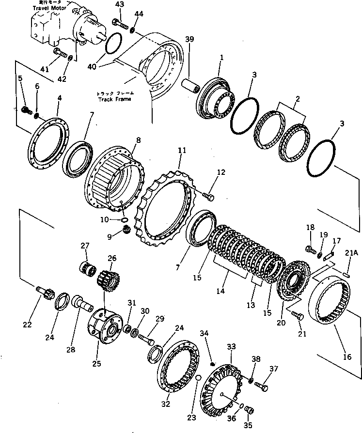 Схема запчастей Komatsu PC400-3 - КОНЕЧНАЯ ПЕРЕДАЧА(№-77) ХОД И КОНЕЧНАЯ ПЕРЕДАЧА