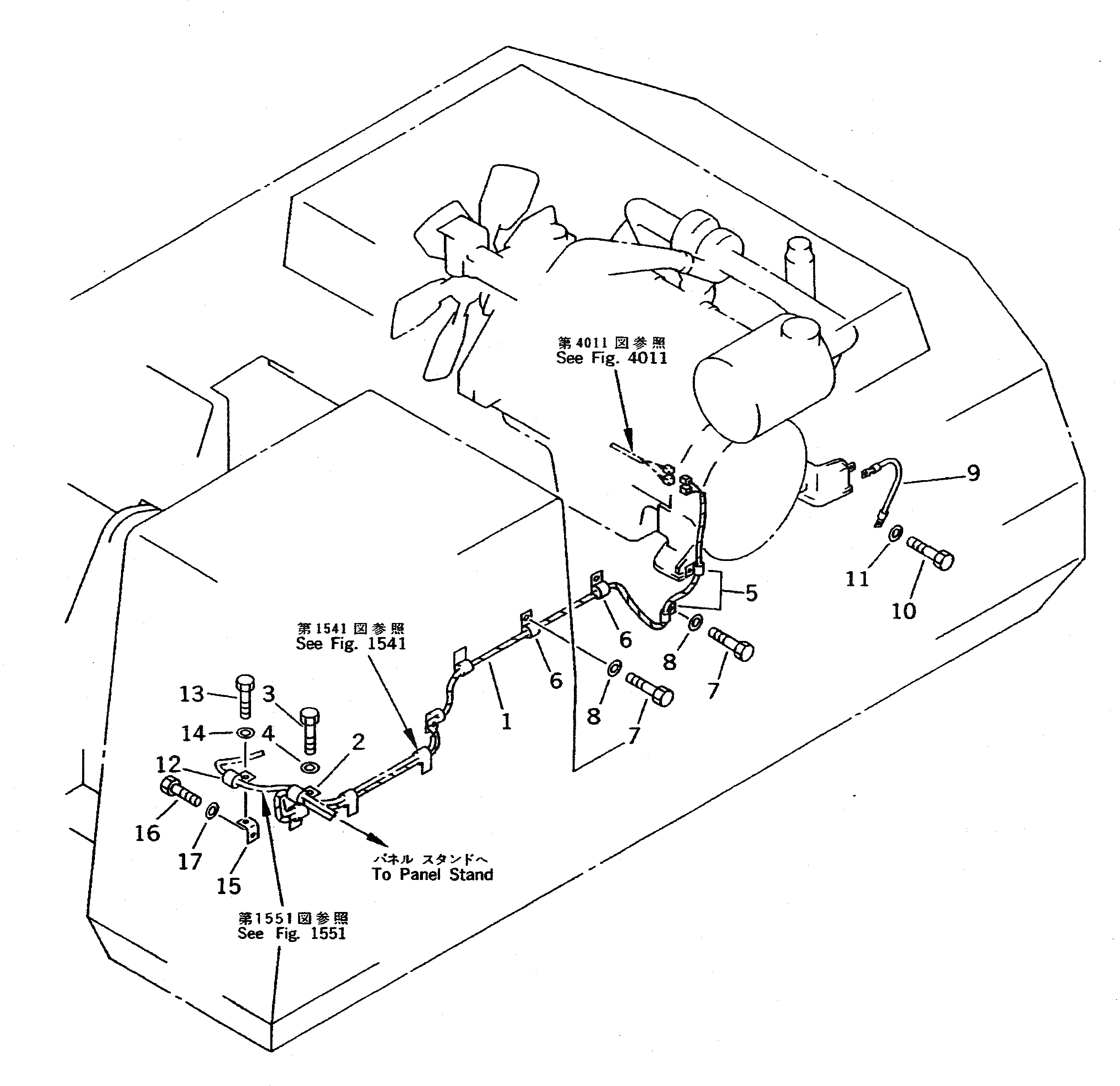 Схема запчастей Komatsu PC400-5C - ЭЛЕКТРИКА (ЭЛЕКТРОПРОВОДКА) (ДЛЯ УПРАВЛ-Е ДВИГАТЕЛЕМ)(№-) КОМПОНЕНТЫ ДВИГАТЕЛЯ И ЭЛЕКТРИКА