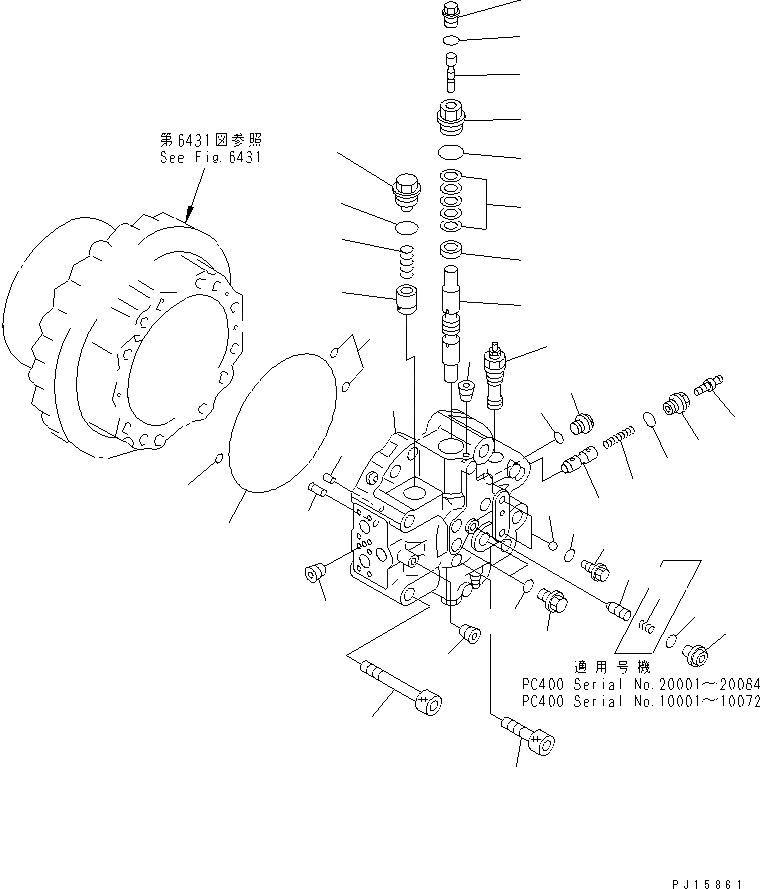 Схема запчастей Komatsu PC400-5C - МОТОР ХОДА (/) УПРАВЛ-Е РАБОЧИМ ОБОРУДОВАНИЕМ