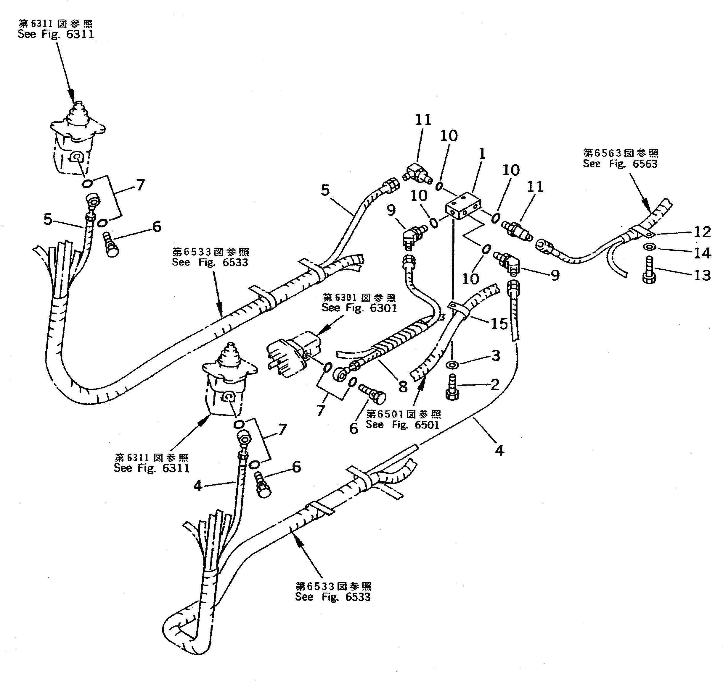 Схема запчастей Komatsu PC400-5 - P.P.C. КЛАПАН ВОЗВРАТ. ТРУБЫ (ДЛЯ УДЛИНН. РЫЧАГ CONTRL)(№-) УПРАВЛ-Е РАБОЧИМ ОБОРУДОВАНИЕМ
