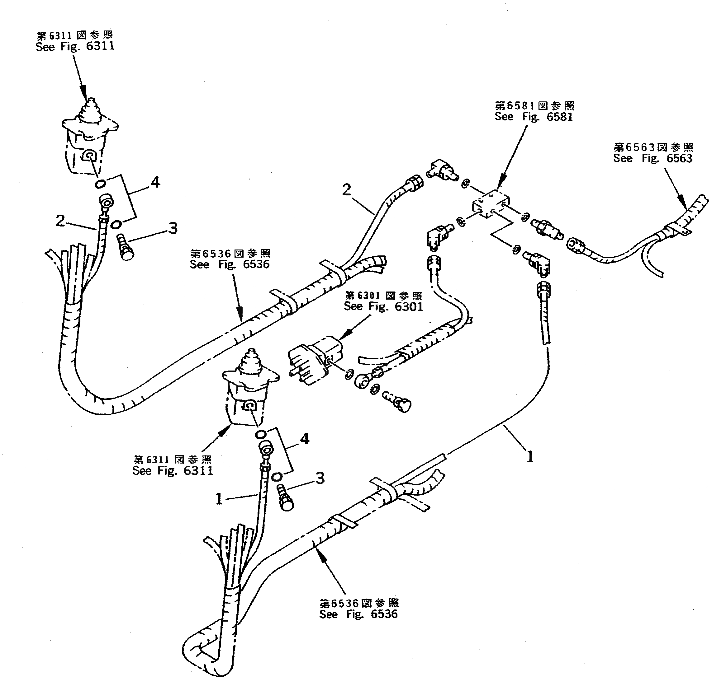 Схема запчастей Komatsu PC400-5 - P.P.C. КЛАПАН ВОЗВРАТ. ТРУБЫ (ДЛЯ MULTI PATTERN SELECT КЛАПАН) (ДЛЯ УДЛИНН. РЫЧАГ УПРАВЛ-Е)(№-) УПРАВЛ-Е РАБОЧИМ ОБОРУДОВАНИЕМ
