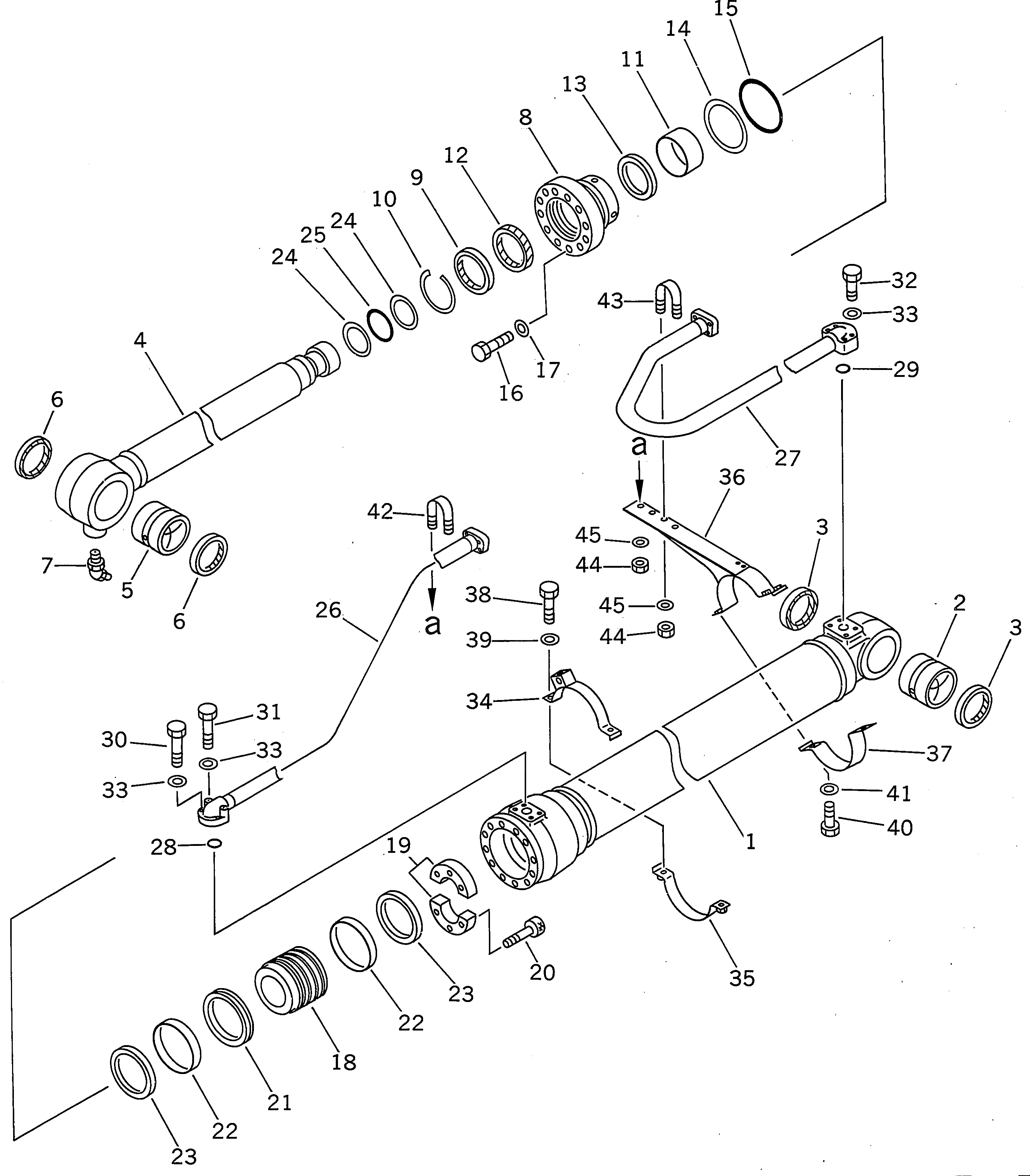Схема запчастей Komatsu PC400-5 - ЦИЛИНДР КОВША (ДЛЯ НИЖН. ПОГРУЗ.)(№-) РАБОЧЕЕ ОБОРУДОВАНИЕ (ПОГРУЗ.)