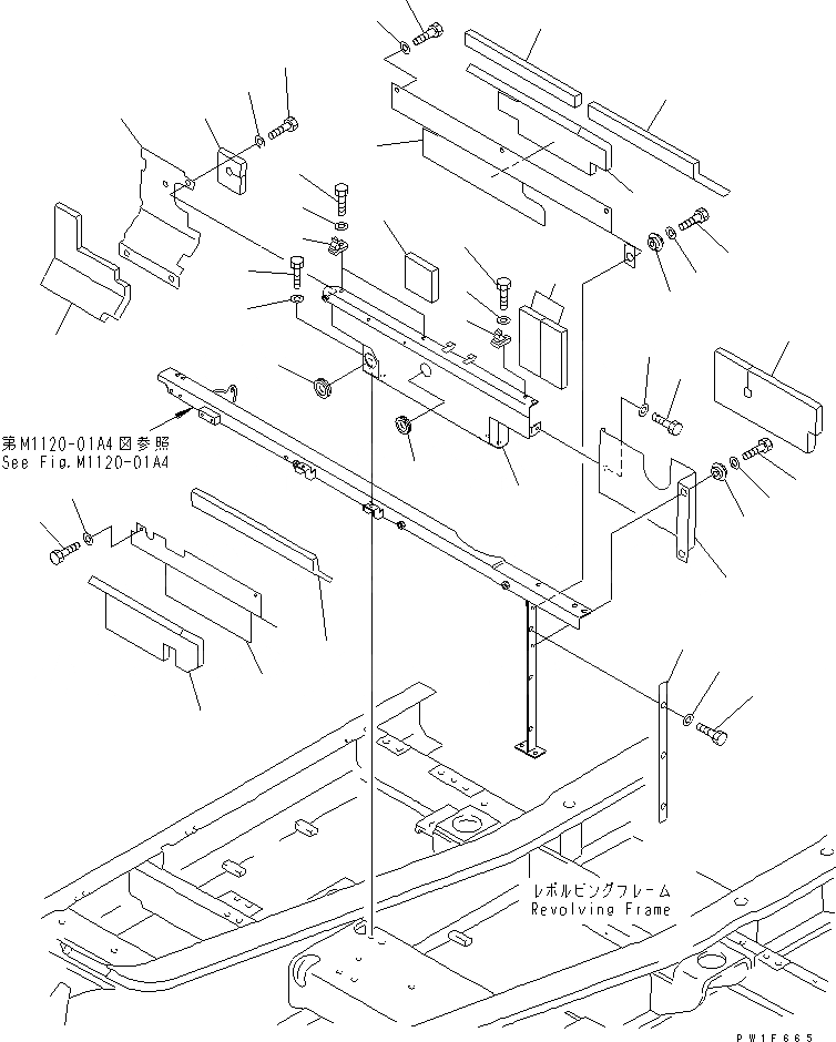Схема запчастей Komatsu PC400-6 - ПЕРЕГОРОДКА. (КАБИНА) (ОТСЕК ДВИГАТЕЛЯ ПЕРЕДН.) (МОРОЗОУСТОЙЧИВ. СПЕЦИФ-Я)(№97-) ЧАСТИ КОРПУСА