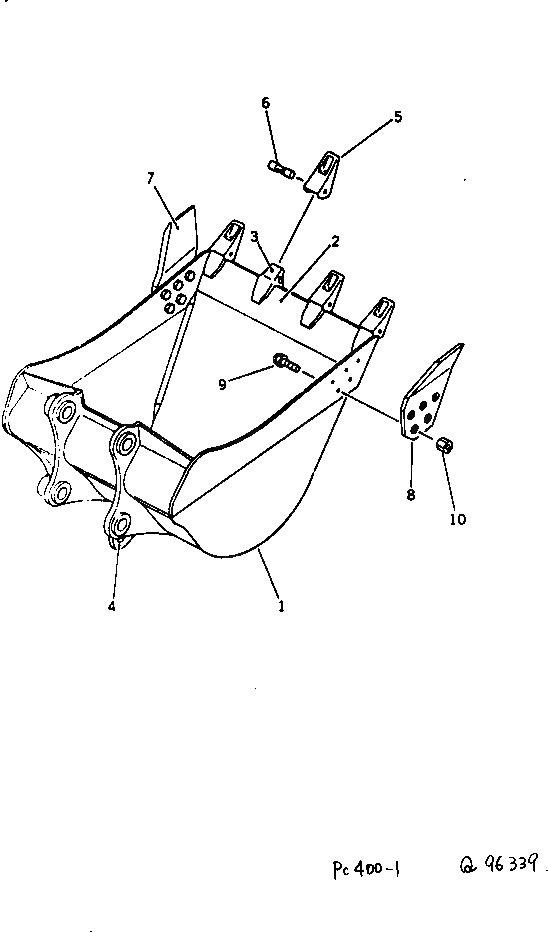 Схема запчастей Komatsu PC400-1 - TRENCHING КОВШ¤ .M¤ MM¤ С КРЮК (КРОМЕ ЯПОН.) ОПЦИОННЫЕ КОМПОНЕНТЫ