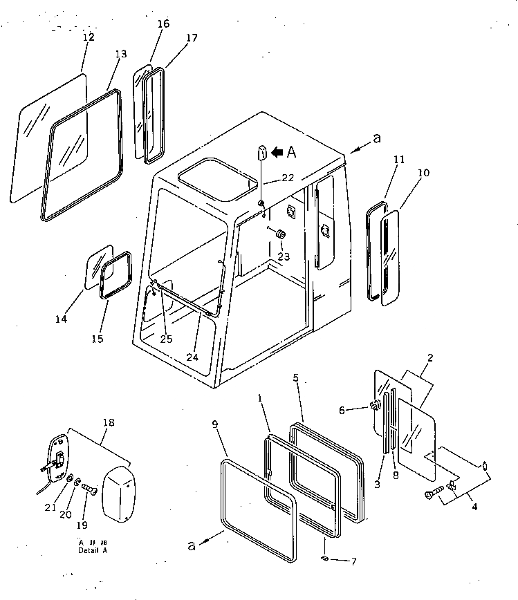 Схема запчастей Komatsu PC400-3 - КАБИНА (/) (ТИП ) (КРОМЕ ЯПОН.)(№9-) ОСНОВНАЯ РАМА И КАБИНА