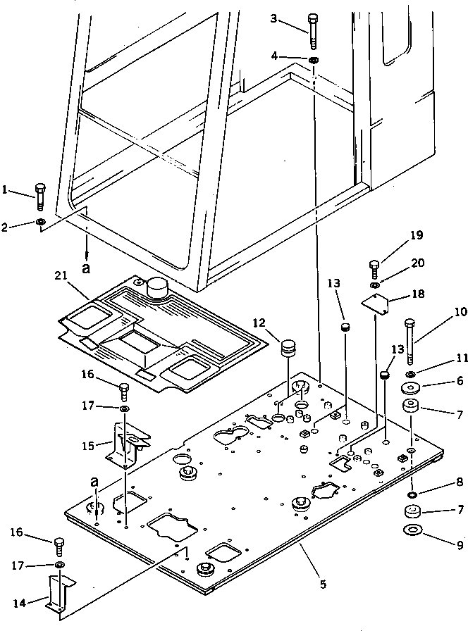 Схема запчастей Komatsu PC400-3 - КАБИНА¤ ОСНОВН. КОНСТРУКЦИЯ (ДЛЯ УДЛИНН. РЫЧАГ УПРАВЛ-Е) (ДЛЯ НИЖН. ПОГРУЗ.)(№-) ОСНОВНАЯ РАМА И КАБИНА