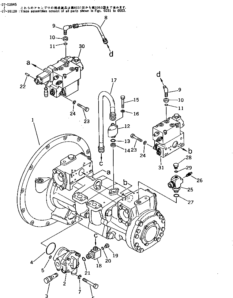 Схема запчастей Komatsu PC400-3 - ГИДР. НАСОС. БЛОК (С -STAGE SELECTOR MODE OLSS) УПРАВЛ-Е РАБОЧИМ ОБОРУДОВАНИЕМ
