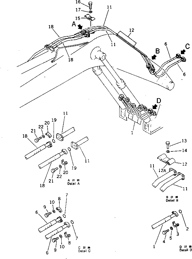 Схема запчастей Komatsu PC400-3 - ГИДРОЛИНИЯ (СТРЕЛА И ЦИЛИНДР РУКОЯТИ) (НАВЕСН. ОБОРУД)    (ДЛЯ ЭКСКАВАТ.) УПРАВЛ-Е РАБОЧИМ ОБОРУДОВАНИЕМ