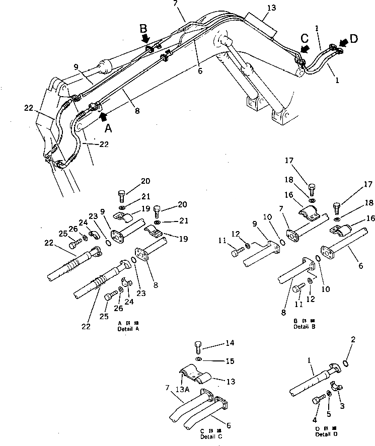 Схема запчастей Komatsu PC400-3 - ГИДРОЛИНИЯ (ЦИЛИНДР КОВША) (НАВЕСН. ОБОРУД) (ДЛЯ ЭКСКАВАТ.)(№-) УПРАВЛ-Е РАБОЧИМ ОБОРУДОВАНИЕМ