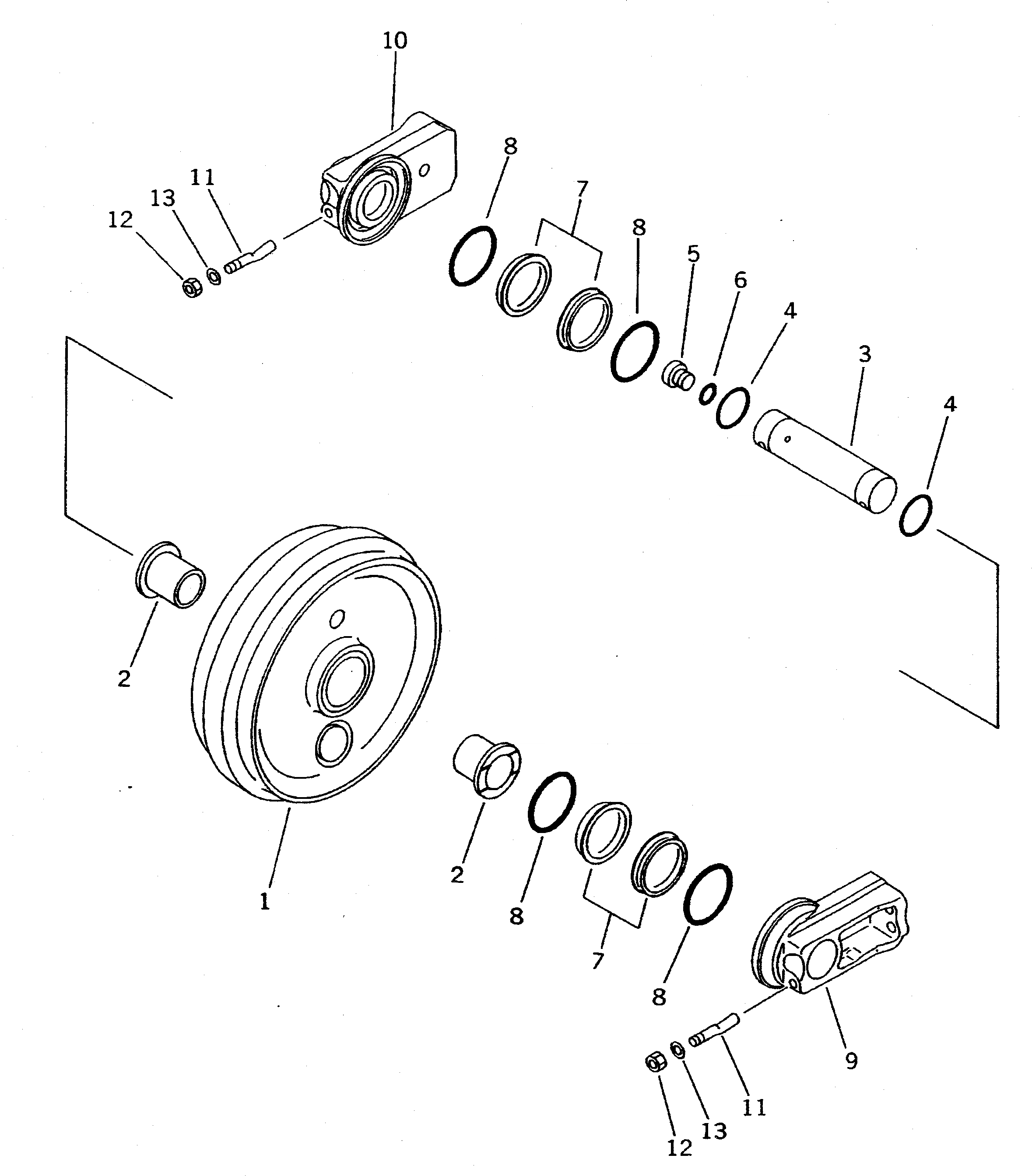 Схема запчастей Komatsu PC400-5D - ПЕРЕДН. ЛЕНИВЕЦ ХОД И ХОДОВАЯ