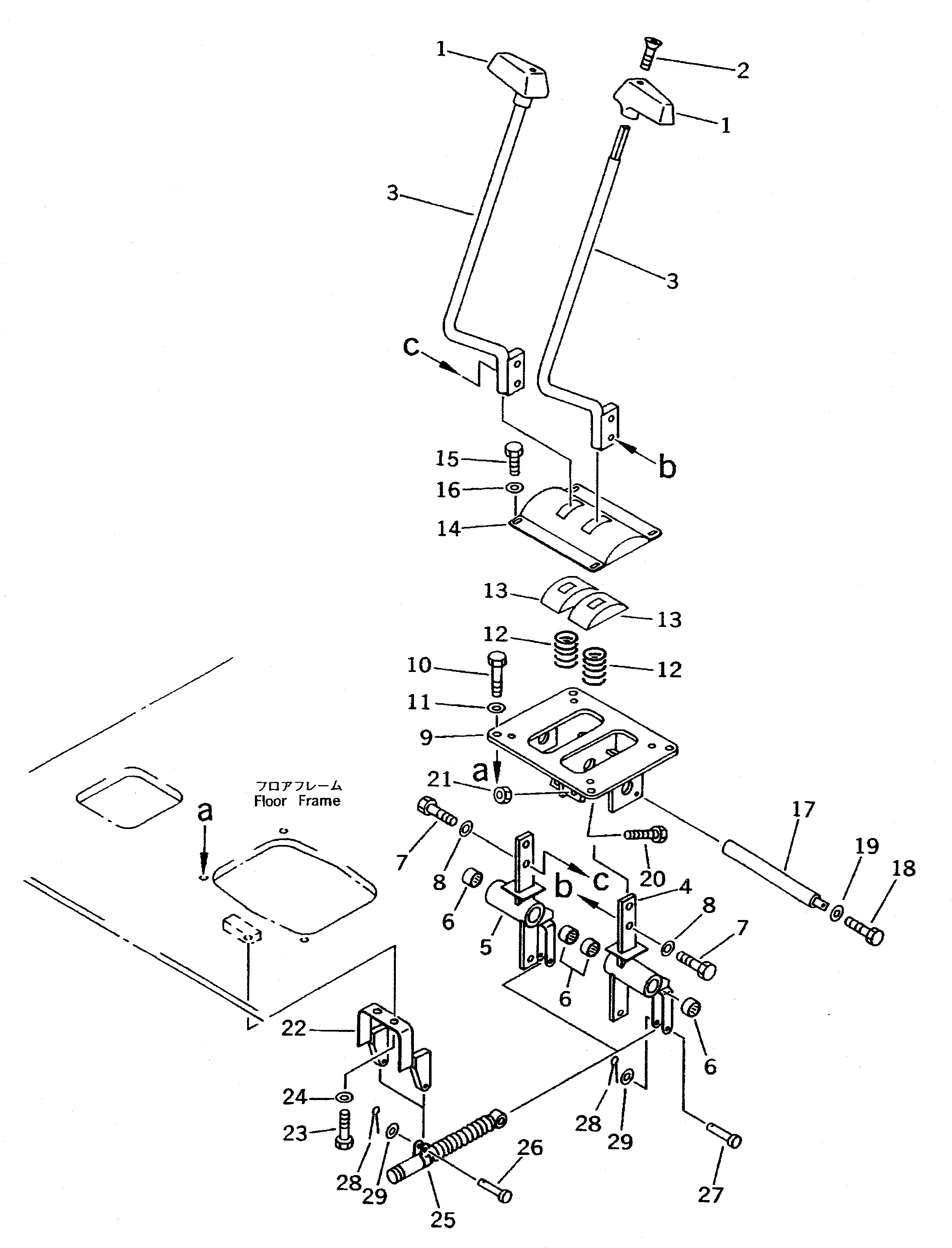 Схема запчастей Komatsu PC400-5D - РЫЧАГ УПРАВЛ-Я ХОДОМ И ПЕДАЛЬ (ДЛЯ УДЛИНН. РЫЧАГ УПРАВЛ-Е) СИСТЕМА УПРАВЛЕНИЯ И ОСНОВНАЯ РАМА