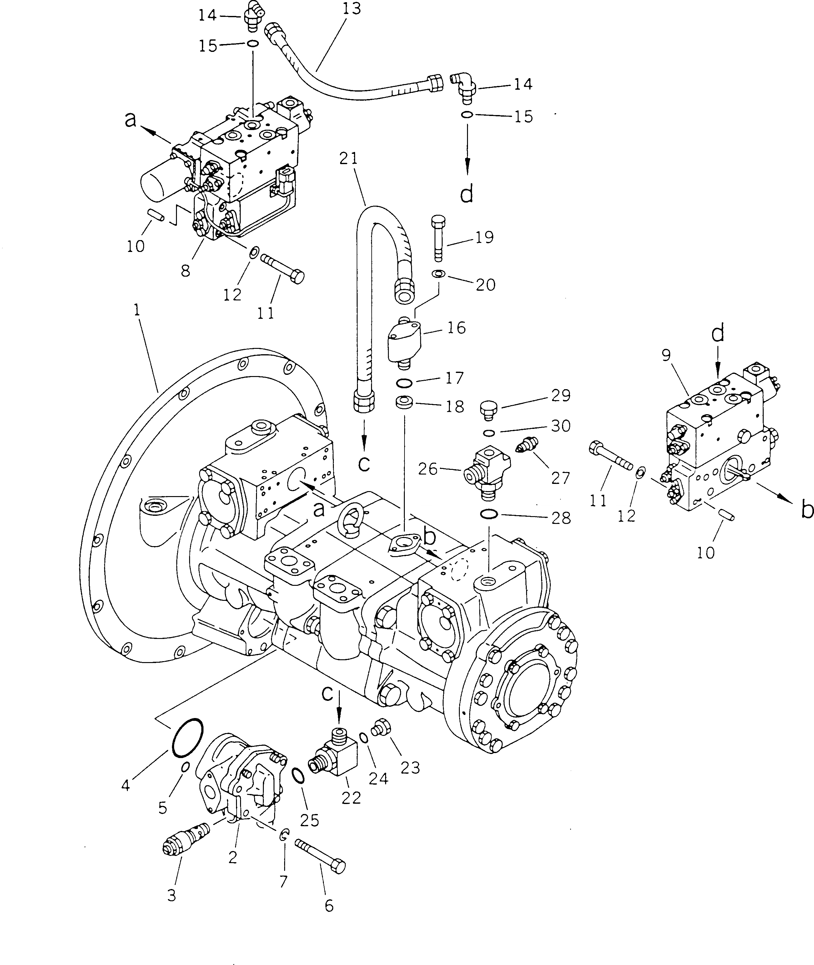 Схема запчастей Komatsu PC400-5D - ГИДР. НАСОС. (/) (БЛОК) УПРАВЛ-Е РАБОЧИМ ОБОРУДОВАНИЕМ