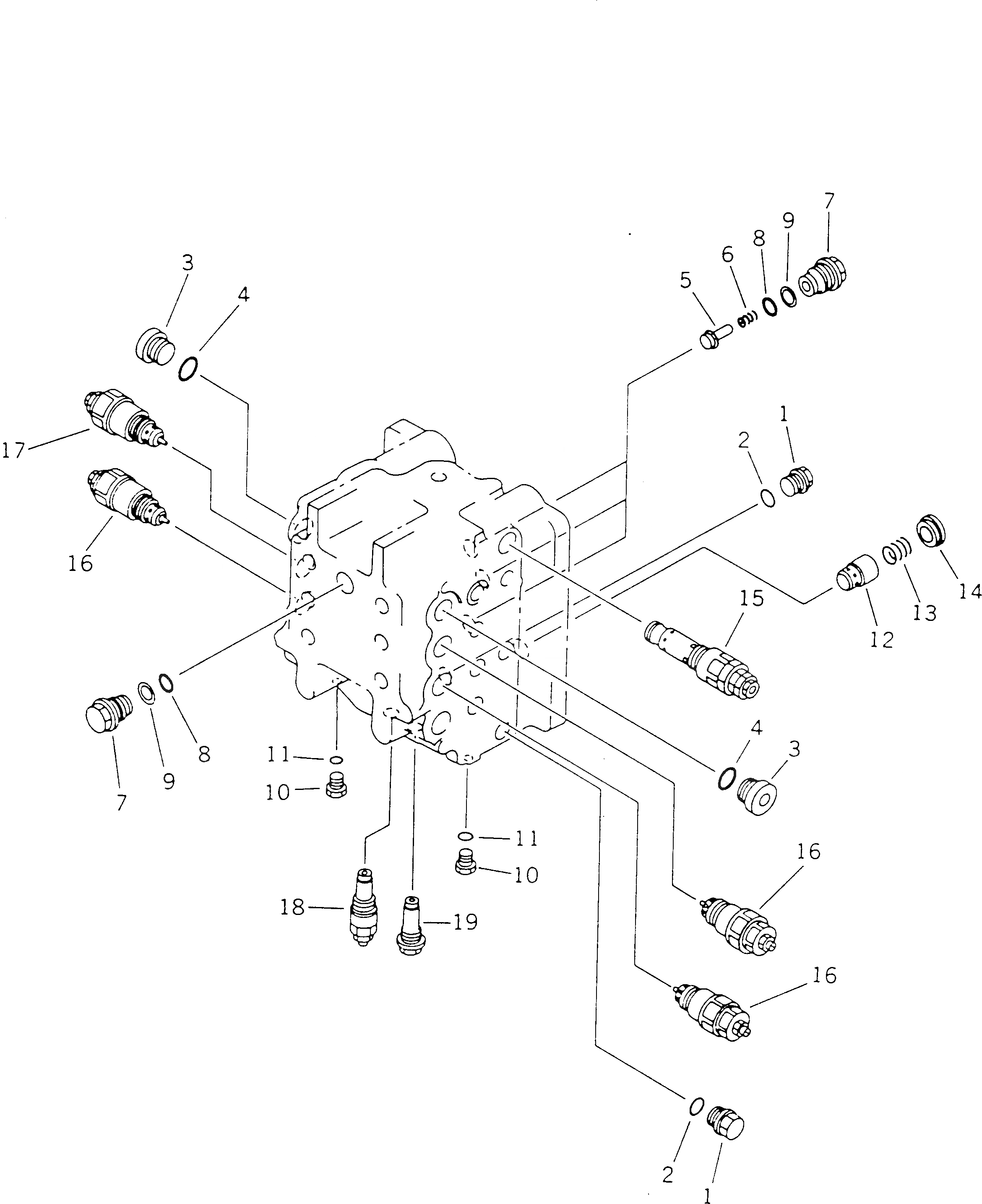 Схема запчастей Komatsu PC400-5D - УПРАВЛЯЮЩ. КЛАПАН (/7) (ДЛЯ ЭКСКАВАТ.) УПРАВЛ-Е РАБОЧИМ ОБОРУДОВАНИЕМ