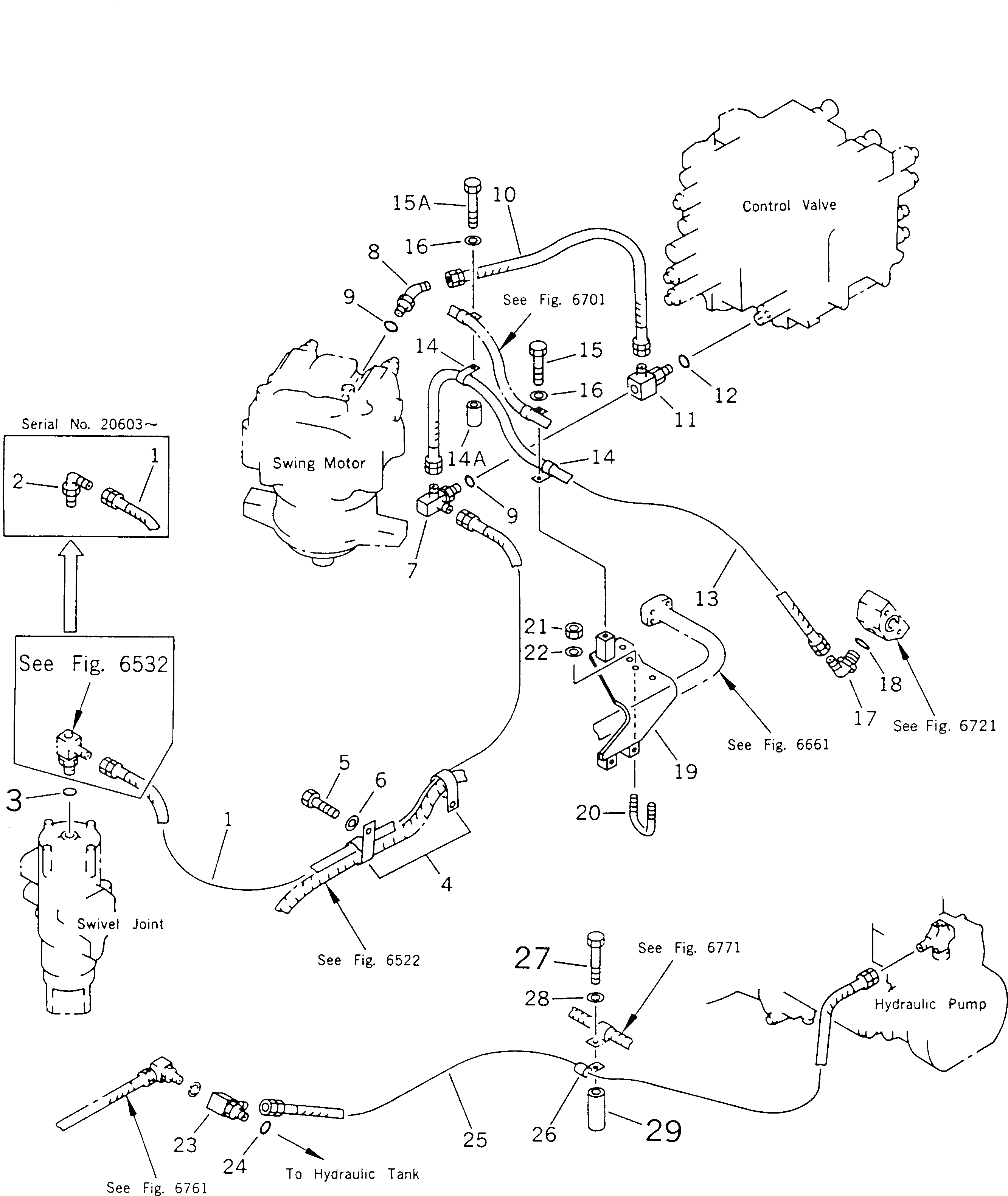 Схема запчастей Komatsu PC400-5D - ДРЕНАЖН. ТРУБЫ (БЕЗ СТРЕЛА DRIFT PREВЕНТИЛЯТОР) УПРАВЛ-Е РАБОЧИМ ОБОРУДОВАНИЕМ