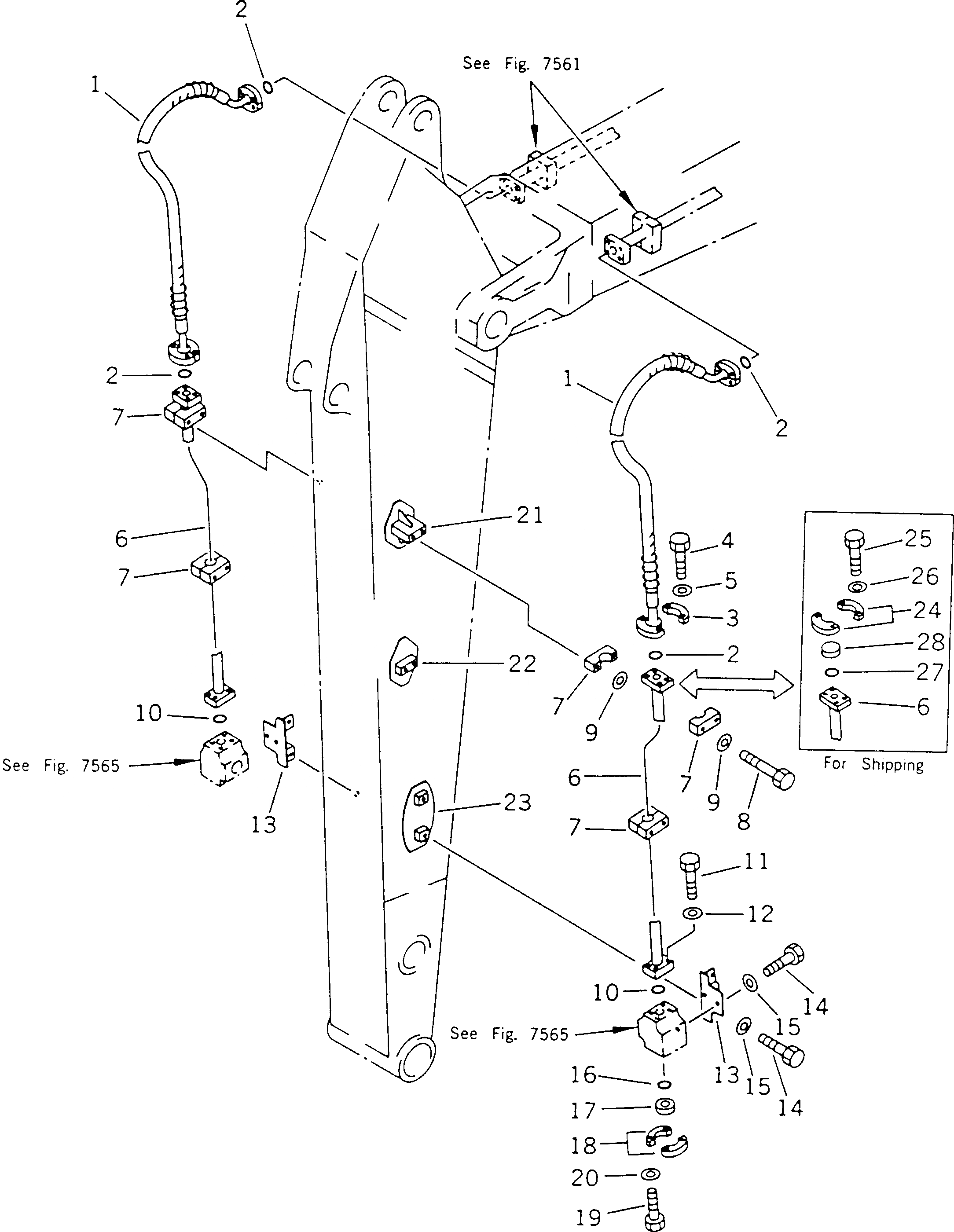 Схема запчастей Komatsu PC400-5D - ДОПОЛН. ГИДРОЛИНИЯ (НАВЕСН. ОБОРУД)(.M РУКОЯТЬ)(№87-) РАБОЧЕЕ ОБОРУДОВАНИЕ (ЭКСКАВАТ.)