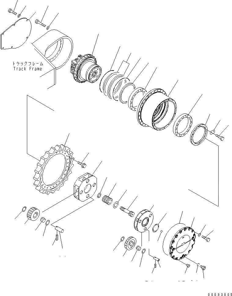 Схема запчастей Komatsu PC400-7 - КОНЕЧНАЯ ПЕРЕДАЧА(№-) НИЖНЯЯ ГИДРОЛИНИЯ И ЛИНИЯ ХОДА