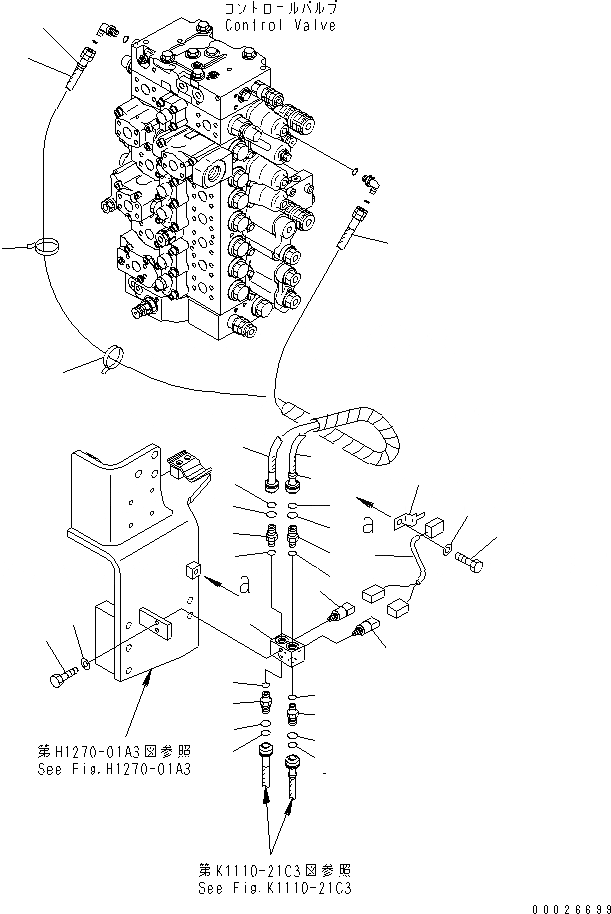 Схема запчастей Komatsu PC400-7 - КЛАПАН PPCТРУБЫ (БЛОК) ( АКТУАТОР) (СПЕЦ-Я -40С) ГИДРАВЛИКА