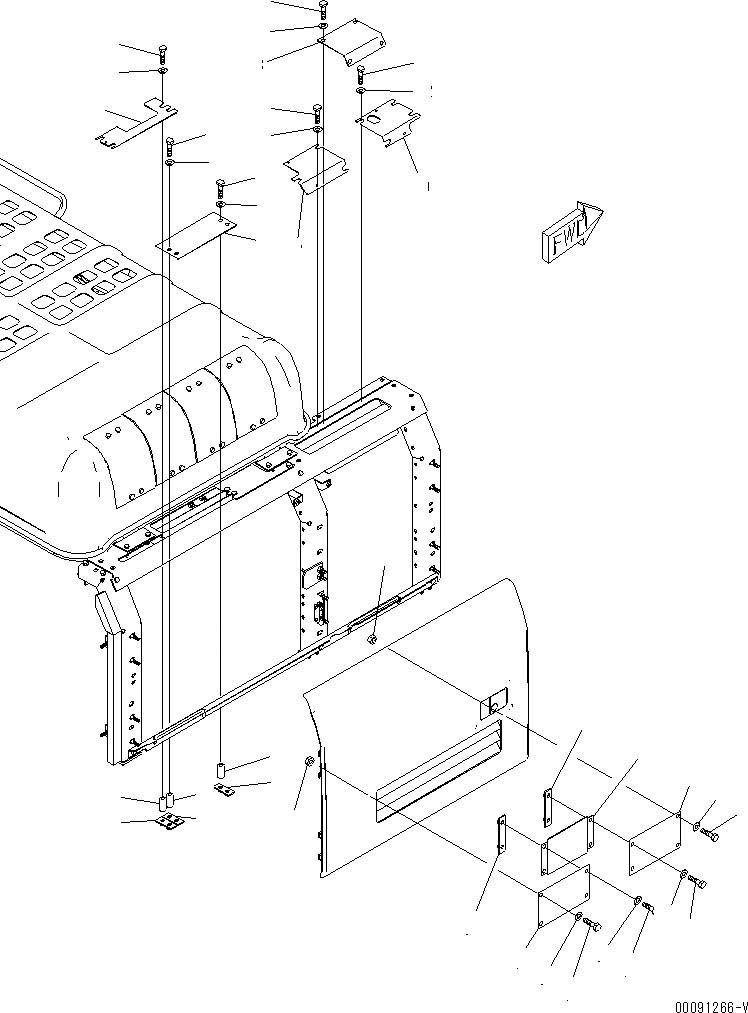 Схема запчастей Komatsu PC400-7 - БОКОВ. КРЫШКА ПРАВ. (COVER) (/) (ЗАСЛОНКА РАДИАТОРА) ЧАСТИ КОРПУСА