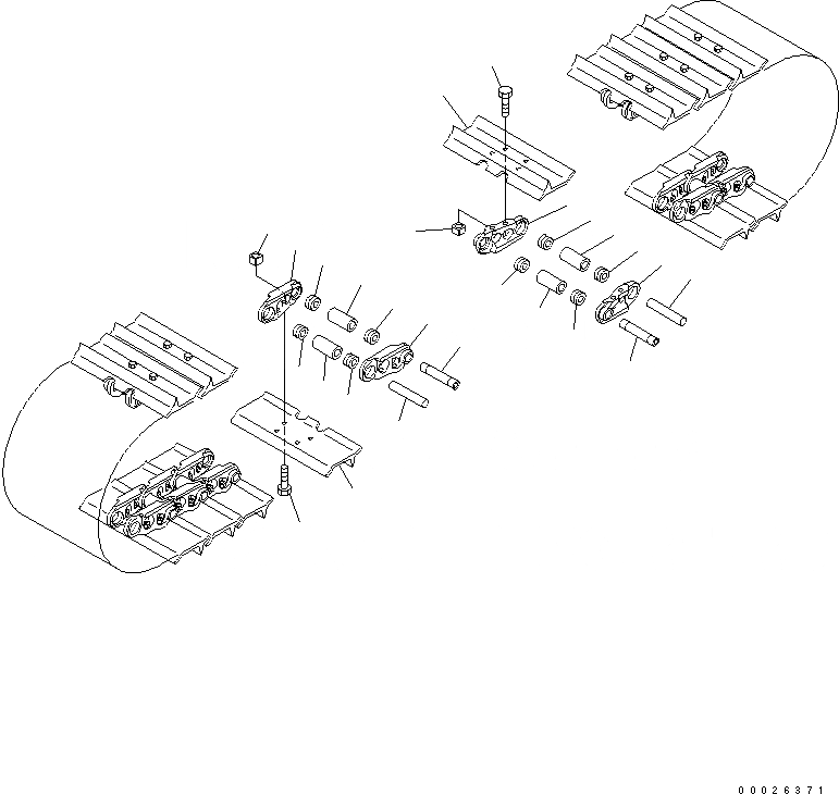 Схема запчастей Komatsu PC400-7 - ГУСЕНИЦЫ (ОДИНОЧН. ГРУНТОЗАЦЕП SHOE ) (MM ШИР.) (СМАЗ. УПЛОТНЕНИЕED ТИП) (9 SET) ХОДОВАЯ