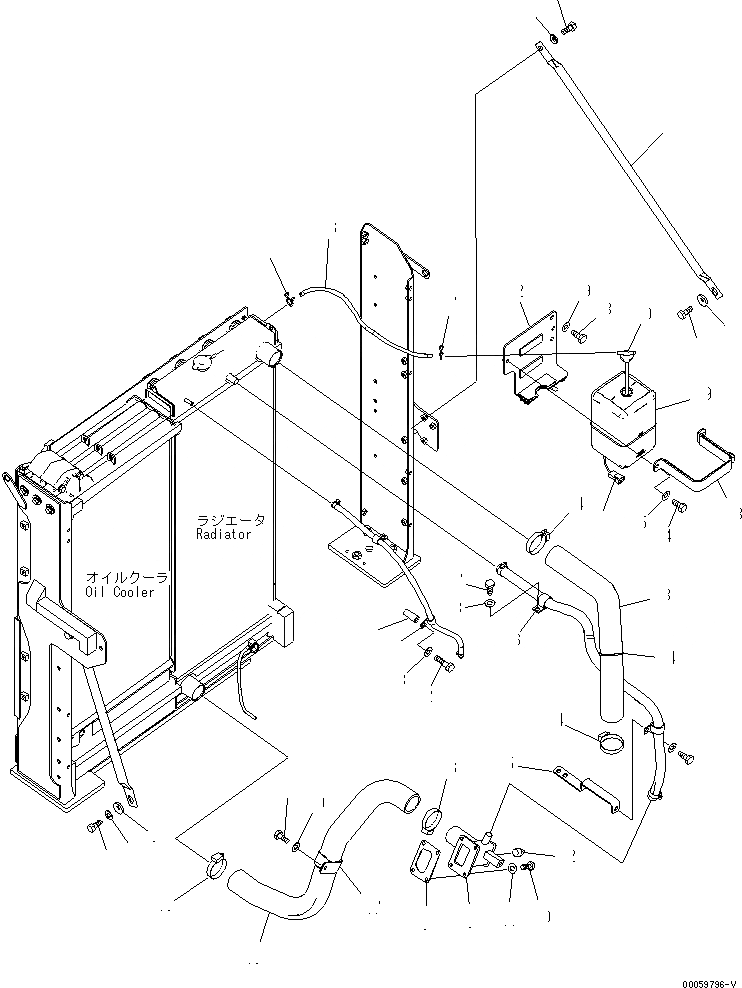Схема запчастей Komatsu PC400-8 - ОХЛАЖД-Е (RADIATER ТРУБЫ И ВТОРИЧН. БАК)(№7-) СИСТЕМА ОХЛАЖДЕНИЯ