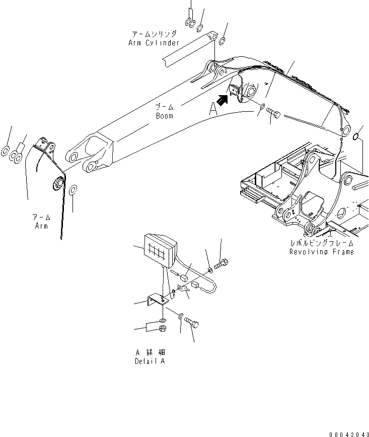 Схема запчастей Komatsu PC400-8 - СТРЕЛА ( ЧАС. СИСТ. СМАЗКИ ТИП) (ЛАМПА РАБОЧ. ОСВЕЩЕНИЯ И УПЛОТНЕНИЯ)(№7-) РАБОЧЕЕ ОБОРУДОВАНИЕ