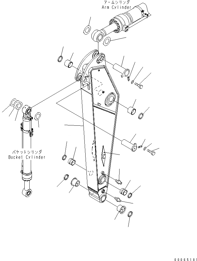 Схема запчастей Komatsu PC400-8 - РУКОЯТЬ (.M РУКОЯТЬ) ( ЧАС. СИСТ. СМАЗКИ ТИП)(№7-) РАБОЧЕЕ ОБОРУДОВАНИЕ