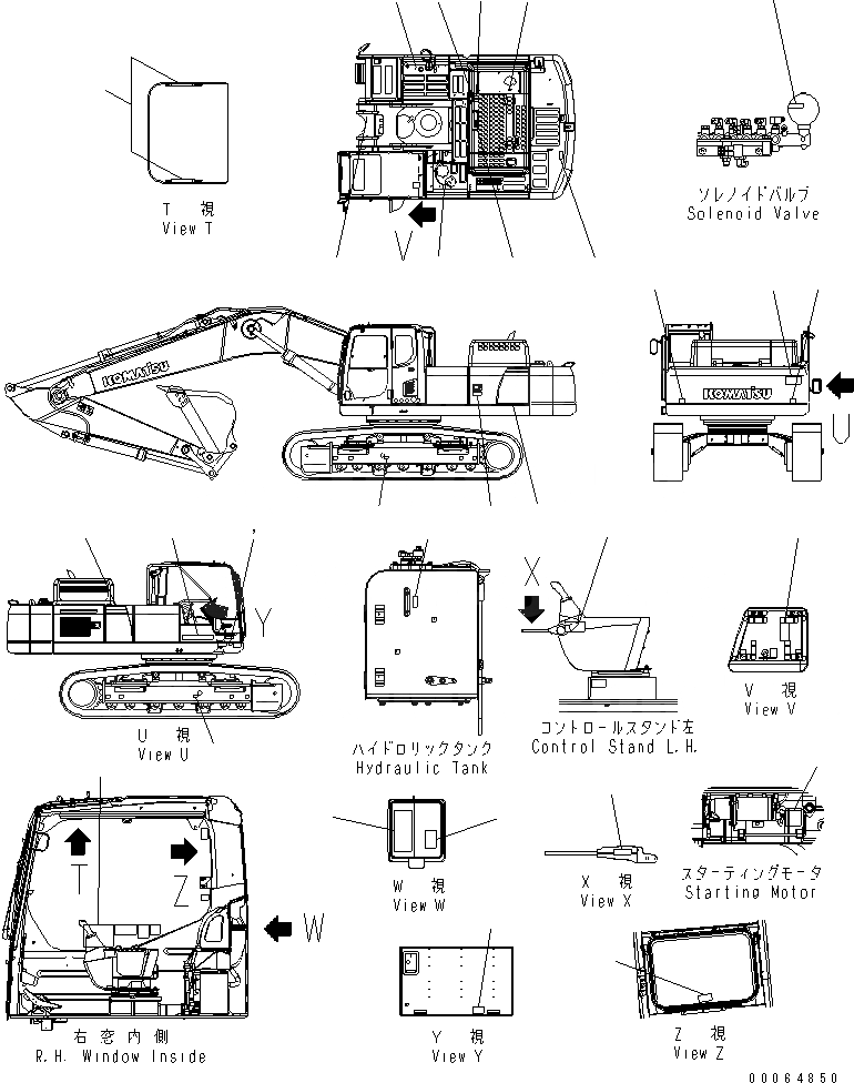 Схема запчастей Komatsu PC400-8 - ТАБЛИЧКИ (АНГЛ.) (БУКВЕНН.) (ДЛЯ США)(№7-) МАРКИРОВКА