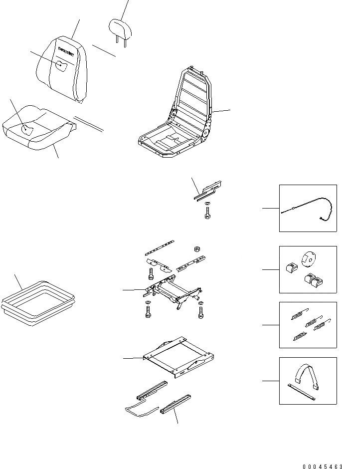 Схема запчастей Komatsu PC400-8 - СИДЕНЬЕ ОПЕРАТОРА В СБОРЕ (PVC LEATHER)(№7-) ОСНОВН. КОМПОНЕНТЫ И РЕМКОМПЛЕКТЫ
