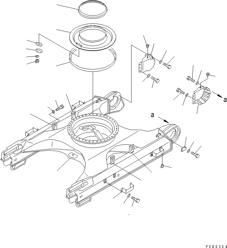 Схема запчастей Komatsu PC400LC - ГУСЕНИЧНАЯ РАМА (С КРЫШКОЙ) (EC СПЕЦ-Я.)(№-) ХОДОВАЯ